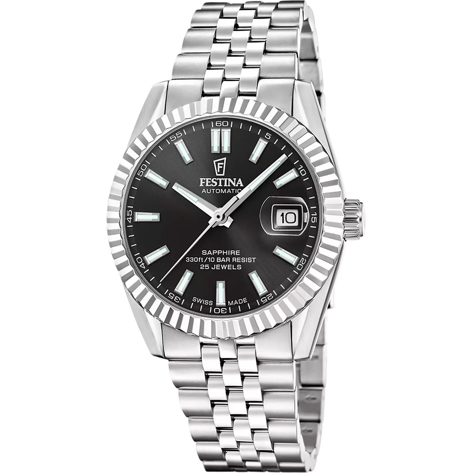 Festina - Staal heren horloge 41mm Automaat, 100 meter WR, Saffierglas - F20090/4