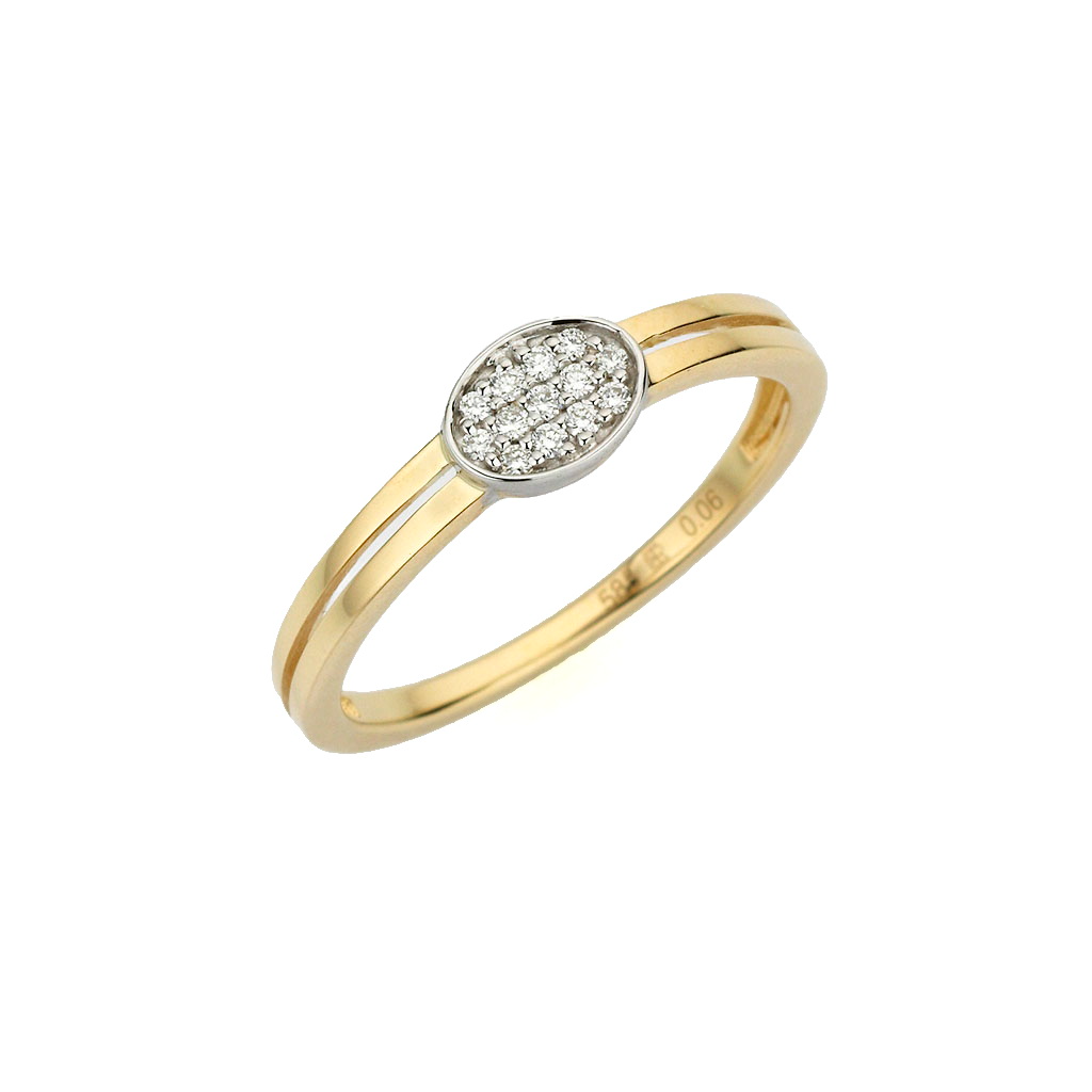Gouden ring met briljant in wit gouden zetting 0,06 ct. briljant