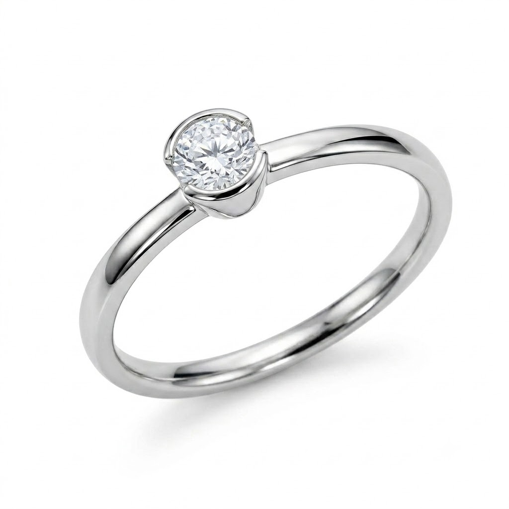 18kt witgouden verlovingsring met briljant van 0.22ct