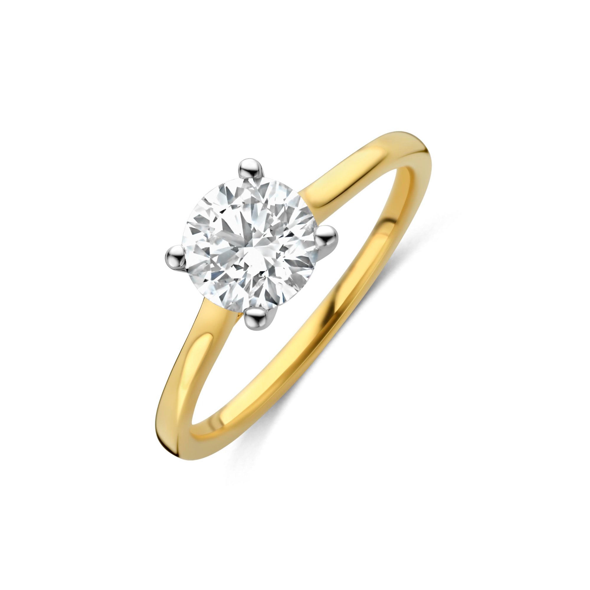Ring in geel goud 18 k met Lb diamant 1 ct 