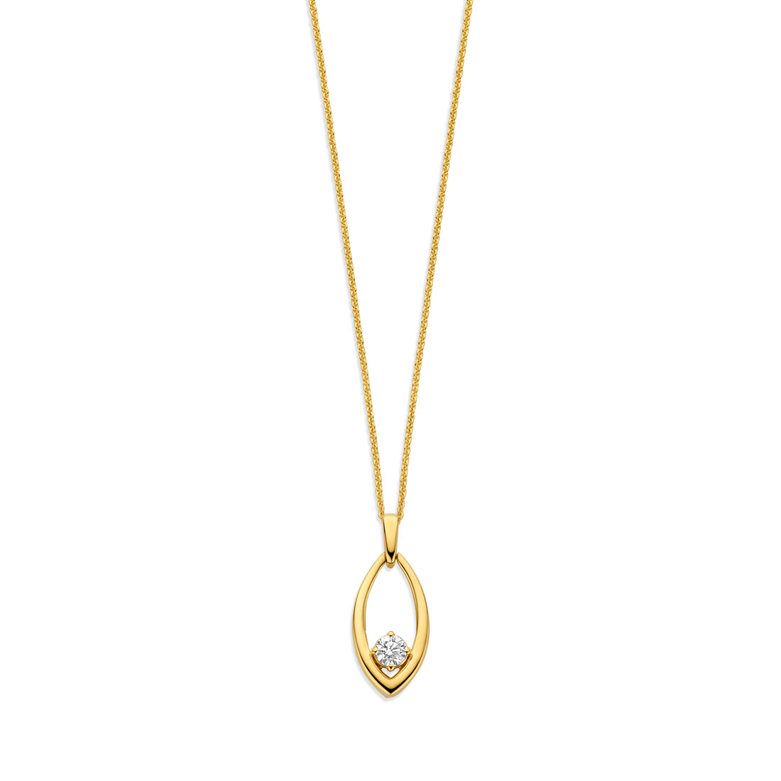 Hangertje in geel goud 18 k met Lb diamant 0.14 ct