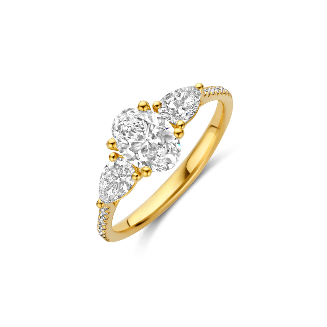 Ring in geel goud 18 k met lb diamant 1.59 ct