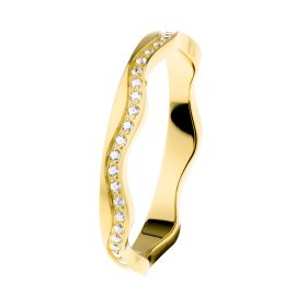 Der Ring Edelstahl vergoldet Zirkonia, Modellnummer R561.56, ist aus hochwertigem Edelstahl gefertigt und mit einer Vergoldung sowie funkenden Zirkoniasteinen verziert. Ideal f&uuml;r den allt&auml;glichen Gebrauch bietet dieser Ring eine elegante und zeitlose Optik. Tragen Sie ihn am besten solo oder kombiniert mit anderen feinen Schmuckst&uuml;cken, um ein stilvolles Gesamtbild zu erzielen.