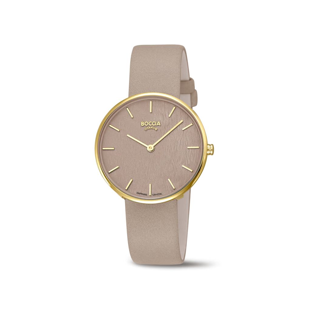 Dieser DAU-Q TI GP,ZBL:BEIGE/GOLD IND,S-G, Modellnummer 3387-01, ist eine elegante Herrenuhr aus der Kategorie Uhren. Gefertigt aus Titangeh&auml;use, besticht sie mit rundem Design und braunem Armband. Die Uhr verf&uuml;gt &uuml;ber ein Saphirglas. Ideal f&uuml;r formelle Anl&auml;sse und allt&auml;glichen Gebrauch. Beste Kombination zu eleganter oder business-casual Kleidung. Keine Datumsfunktion.