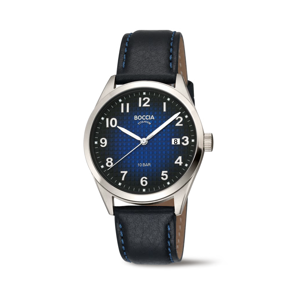 Der HAU-Q TI,ZBL:BLAU/WEIB/ZAH mit der Modellnummer 3682-02 ist eine elegante Titan-Armbanduhr mit rundem, silberfarbenem Geh&auml;use und blauem Armband. Sie verf&uuml;gt &uuml;ber ein Mineralglas und eine Datumsfunktion. Perfekt f&uuml;r den t&auml;glichen Gebrauch oder formelle Anl&auml;sse. Tragen Sie sie zu jedem Outfit, um einen Hauch von Stil und Raffinesse zu verleihen.