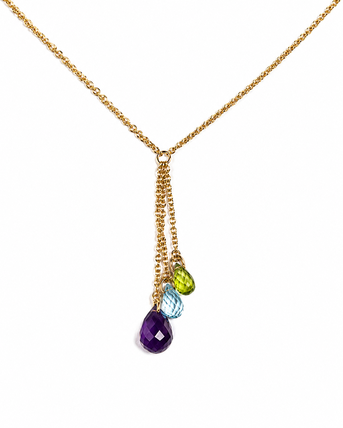 Anker Y chain met Peridot Amethist Topaas