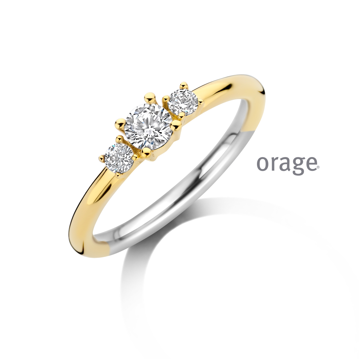 Orage ring bicolor met zrikonia steentjes