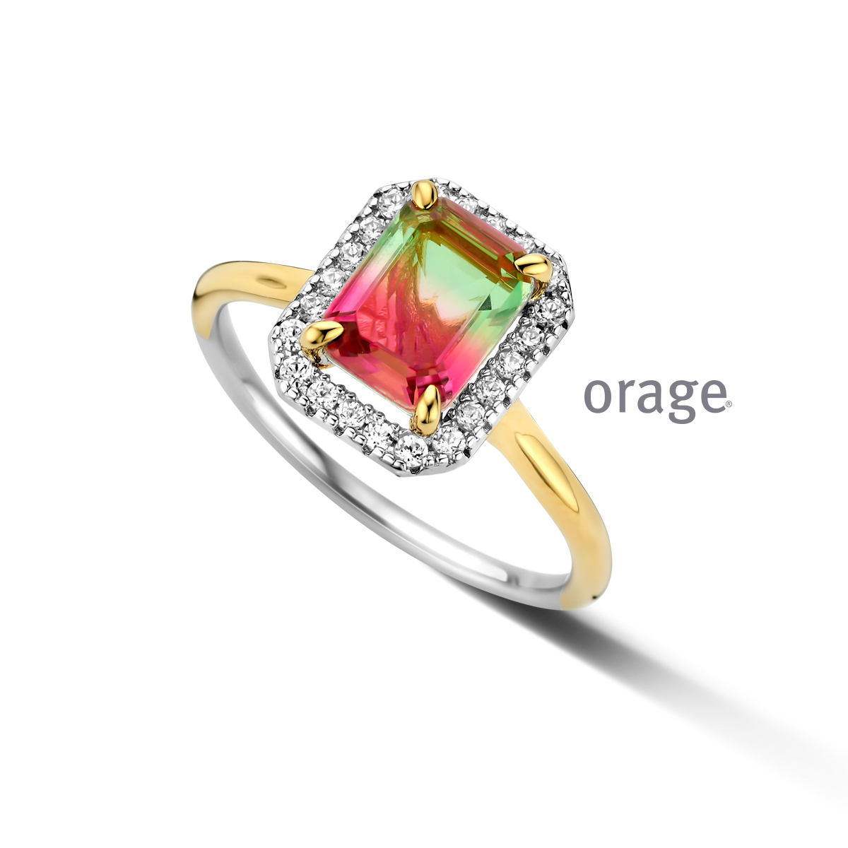 Orage ring bicolor met gekleurde zirkoon