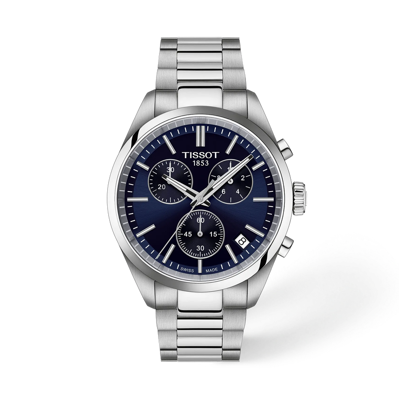 De Tissot PR 100 T1504171104100 is een luxe polshorloge met een roestvrijstalen kast en band. Het heeft een blauwe wijzerplaat met strepen, saffierglas, een datumaanduiding en is waterdicht tot 10 ATM. Draag het bij formele en casual gelegenheden voor een stijlvolle en duurzame look. Perfect voor elke dag!