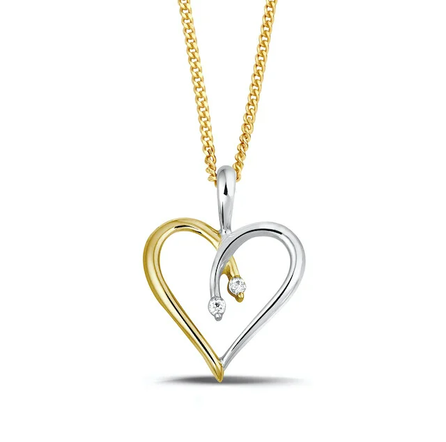 14k geelgouden hanger hart met diamant 0.06crt