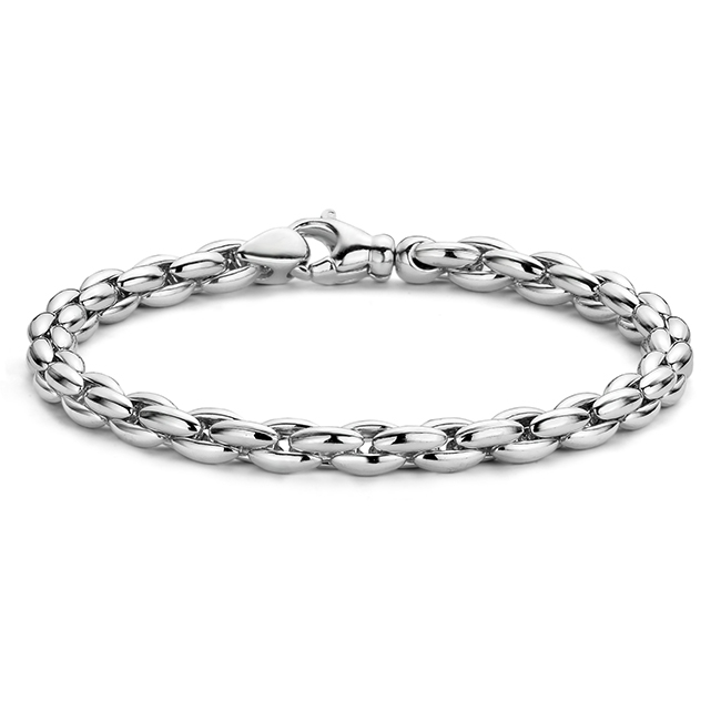  Rdl zilveren collier, fantasie schakel, 45cm