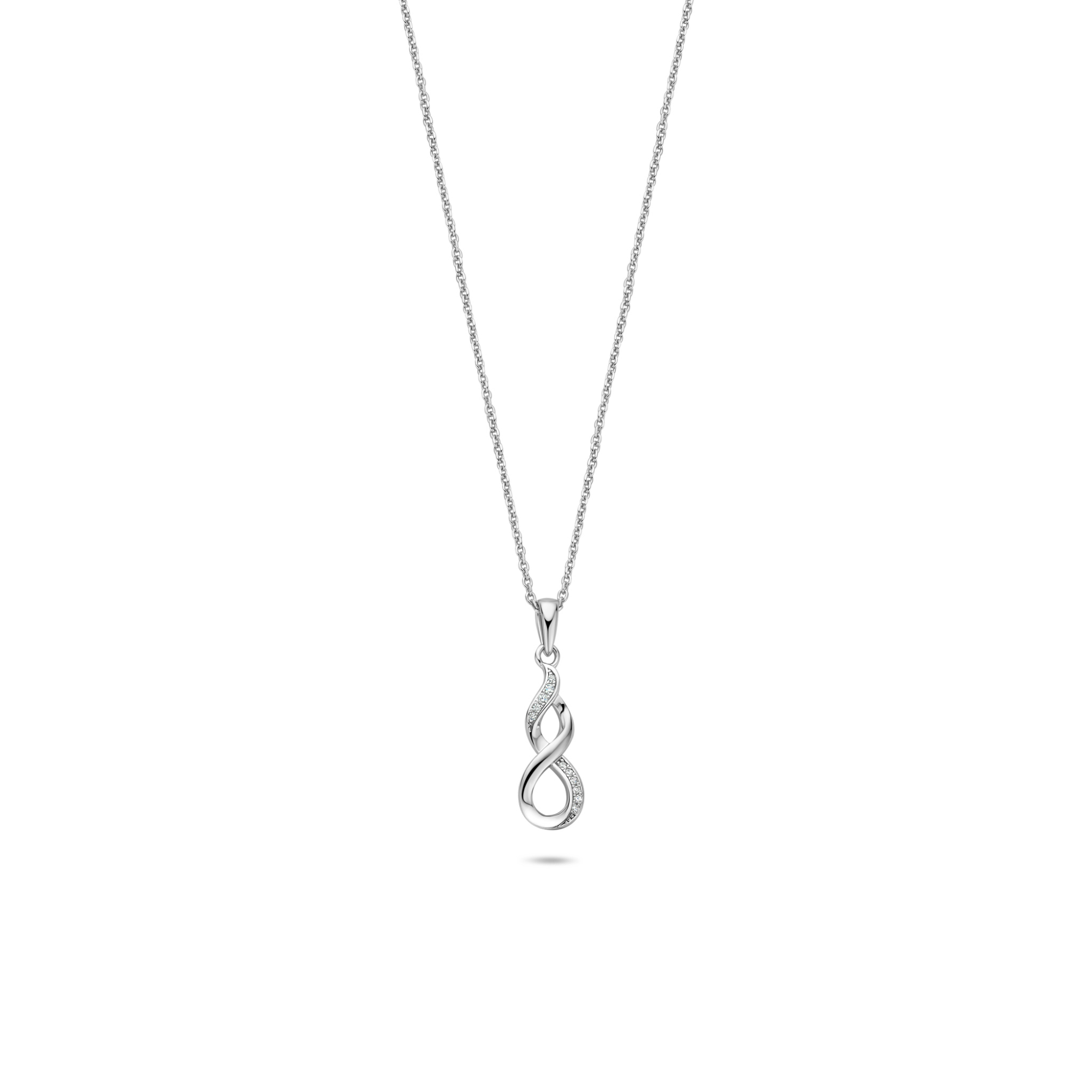 Zilveren collier met hanger; infinity met zirkonia