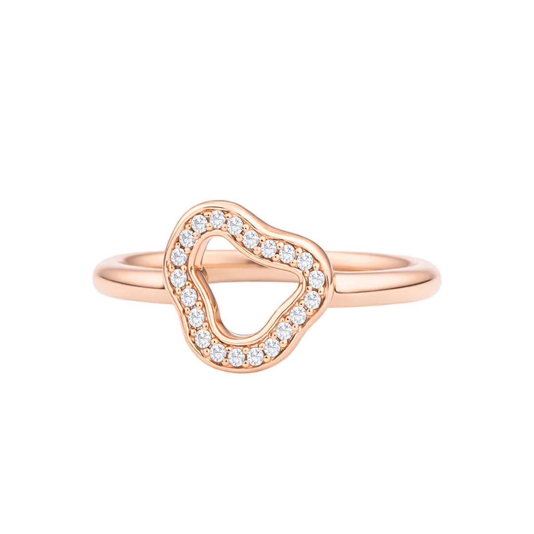 18 krt ros&eacute; gouden ring Bron model Joy Cloud met diamant briljant geslepen totaal 0.09 crt G VVS.
