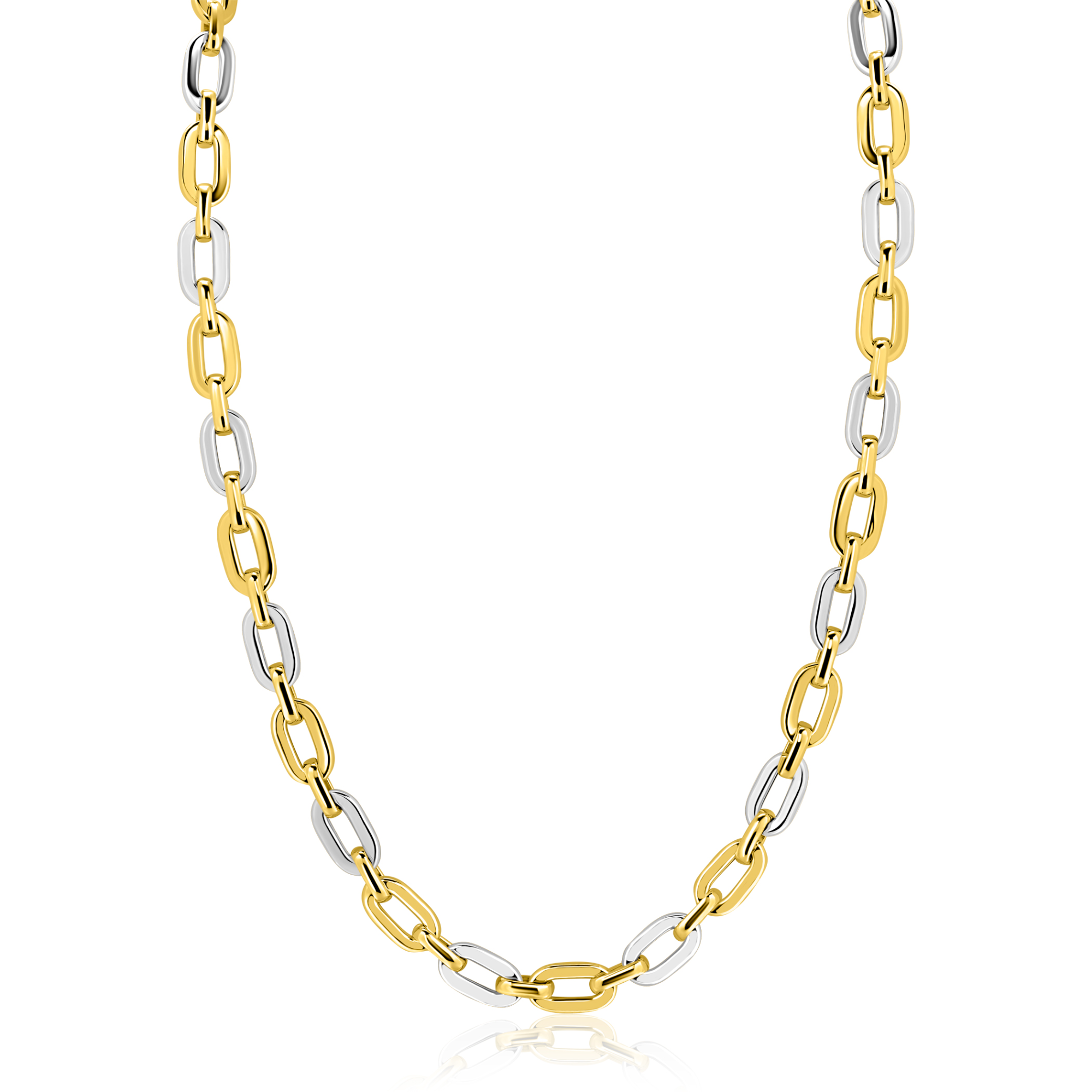 ZINZI gold plated zilveren schakelketting 42-45cm met bicolor rechthoekige schakels (6,5mm breed) ZIC2757 De ZINZI ZLV collier bicolor met ovale schakels (modelnummer ZIC2757) is een stijlvol sieraad in de categorie Juweel. Met een lengte van 42-45 cm biedt het veelzijdige draagmogelijkheden. Combineer deze ketting met zowel casual als chique outfits voor een elegante en tijdloze look. Ideaal voor dagelijks gebruik of speciale gelegenheden.