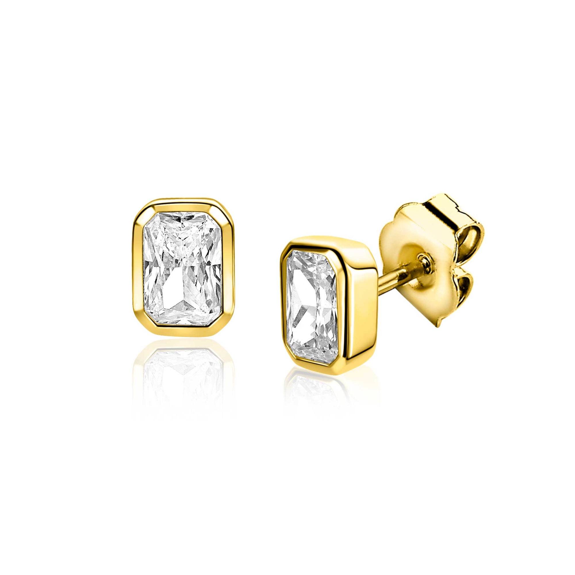 De ZINZI zlv. oorstekers model ZIO2899 bevatten rechthoekige zirconia-stenen, gezet in verguld zilver. Ideaal voor een elegante dagelijkse look, kunnen deze oorstekers solo gedragen worden voor een subtiele glans, of gecombineerd met andere gouden sieraden voor een modieuze uitstraling. Perfect voor elke gelegenheid, van casual bijeenkomsten tot formele evenementen. Kwaliteit en stijl verenigd.