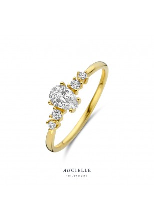 Ring in geel goud 18 k met zirconia