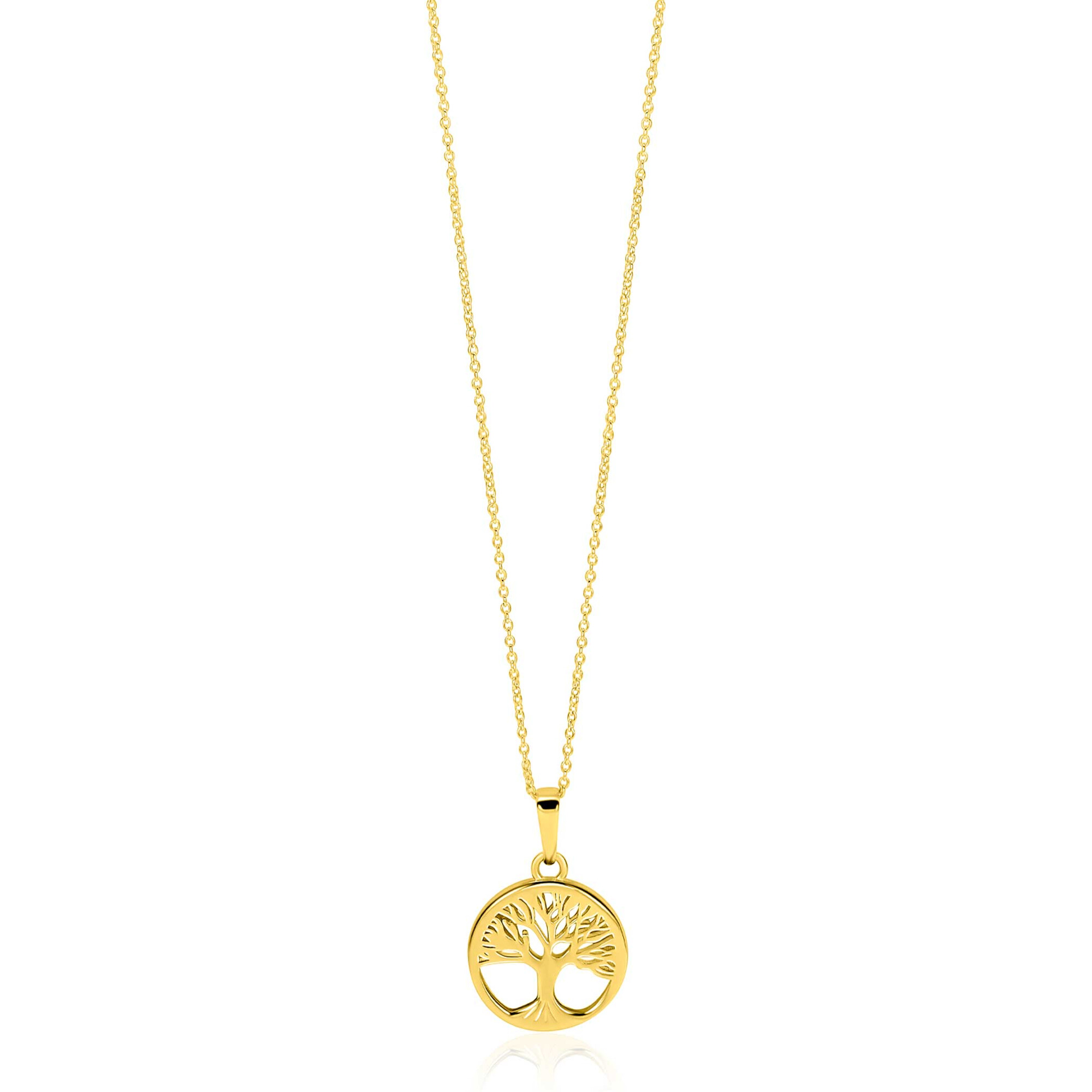 ZINZI Gold 14 krt gouden hanger met krachtige levensboom (12mm). De levensboom (Tree of Life) staat symbool voor verbondenheid, groei, kracht, wijsheid en de cyclus van het leven. De hanger heeft een diameter van 10mm en is 15,4mm lang (inclusief hangoog). Hang deze hanger sierlijk aan je gouden ZINZI ketting. Hanger is exclusief de ketting geprijsd. Vervaardigd van geheel 14 karaat goud (585).