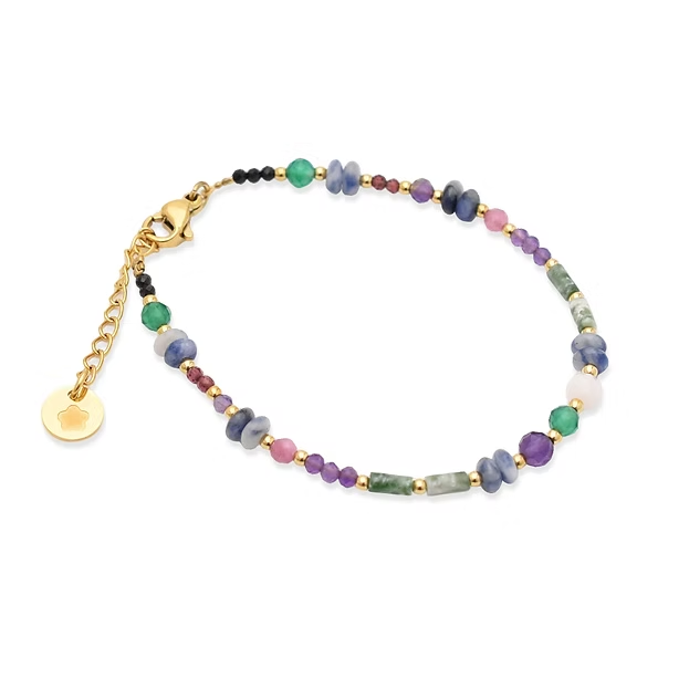 Das Blumenkind Armband ver4goldet bunt 19 cm, Modellnummer BGB42GO, ist ein vielseitiges Schmuckst&uuml;ck, das durch seine bunten Details auff&auml;llt. Ideal f&uuml;r den t&auml;glichen Gebrauch oder besondere Anl&auml;sse. Tragen Sie es allein oder in Kombination mit anderen Armb&auml;ndern am Handgelenk f&uuml;r einen modischen Look. Kategorisiert als JEWEL und BRACELET. Perfekt f&uuml;r Ihren individuellen Stil.