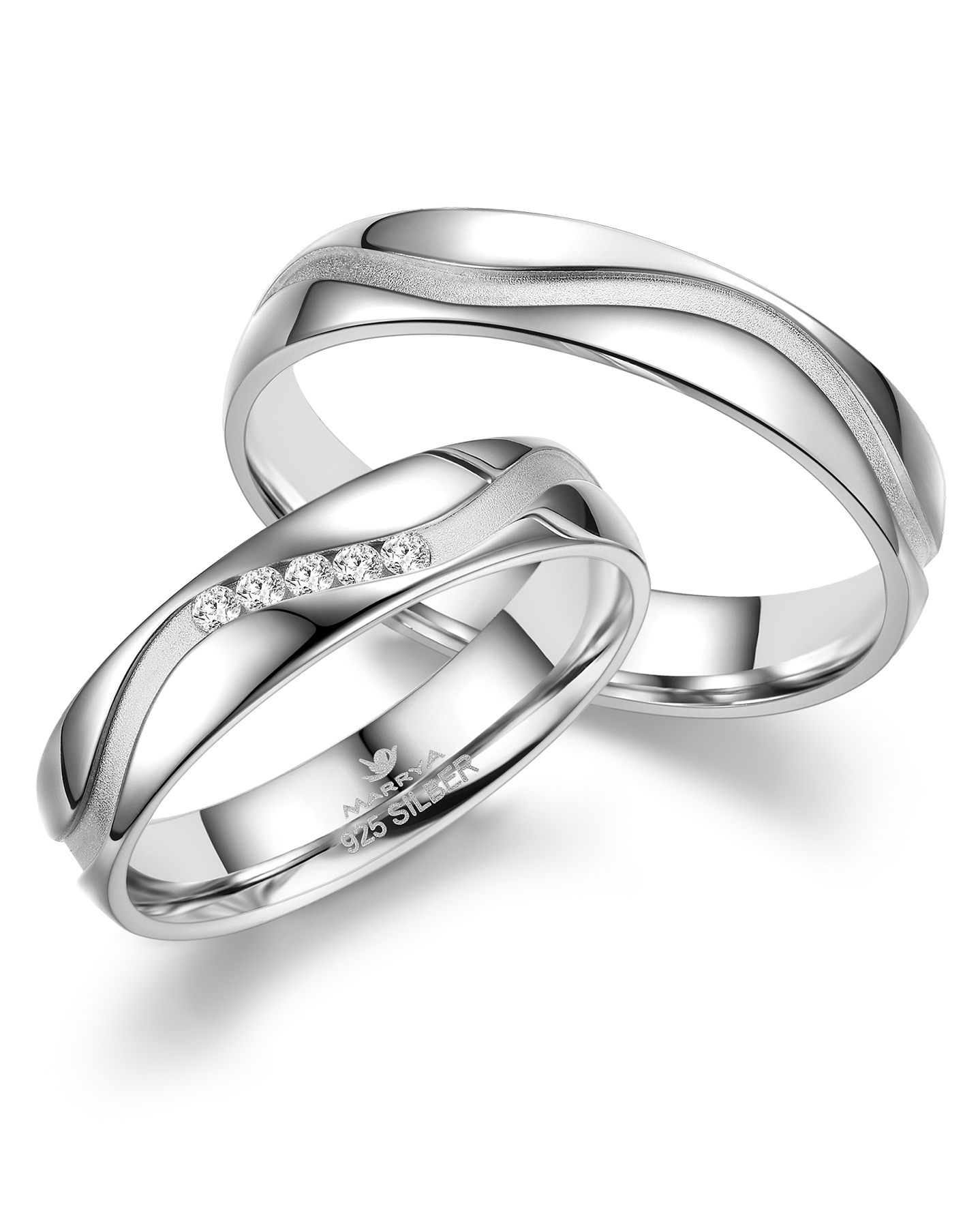zilveren ring met zirconuim koppelring