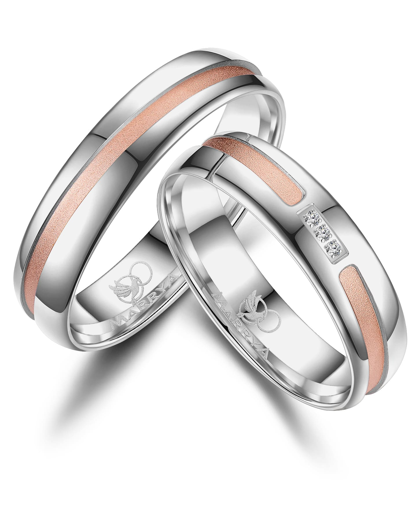 heren ring zilver koppelring verguld ros&eacute;