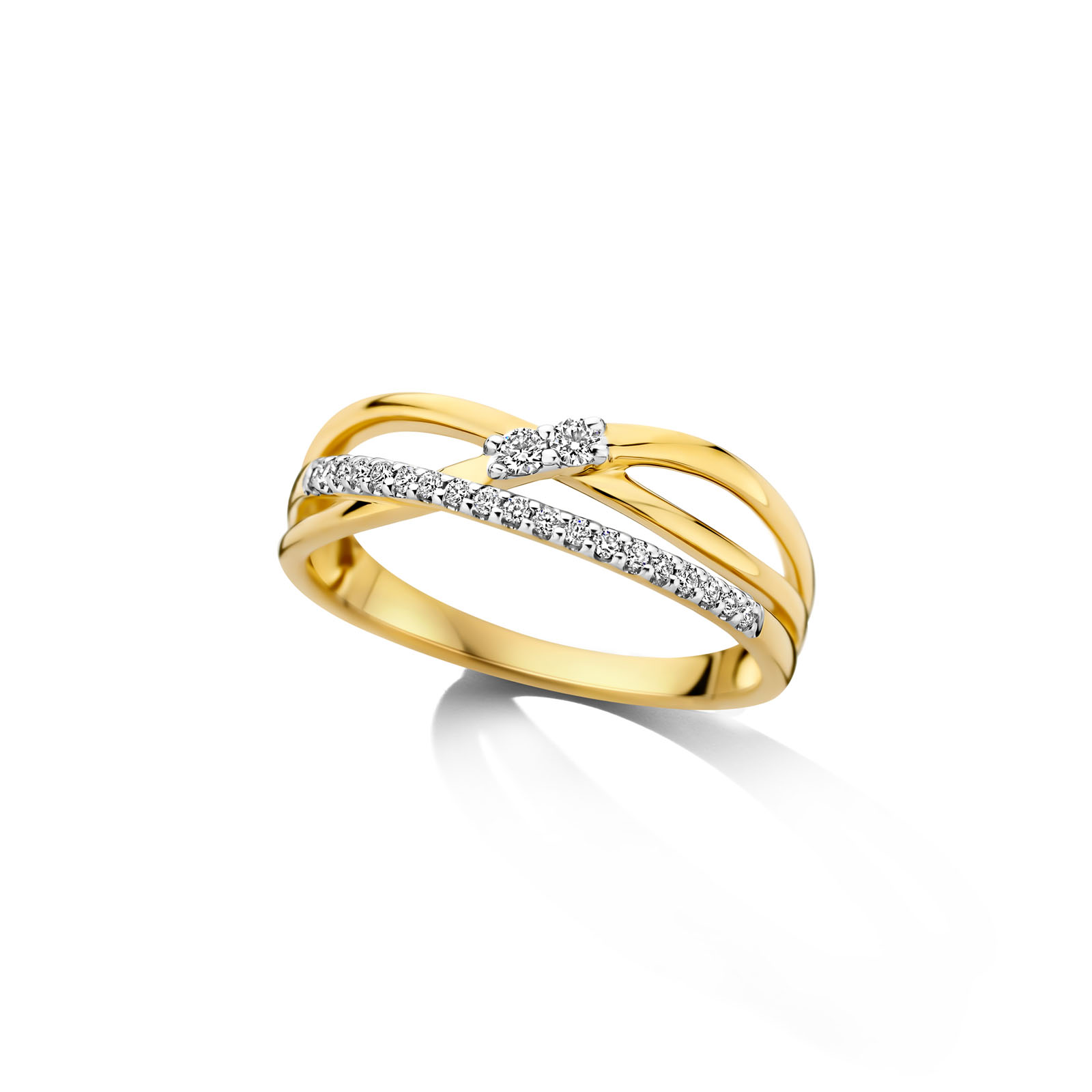 Ring geel goud 18kt met diamanten