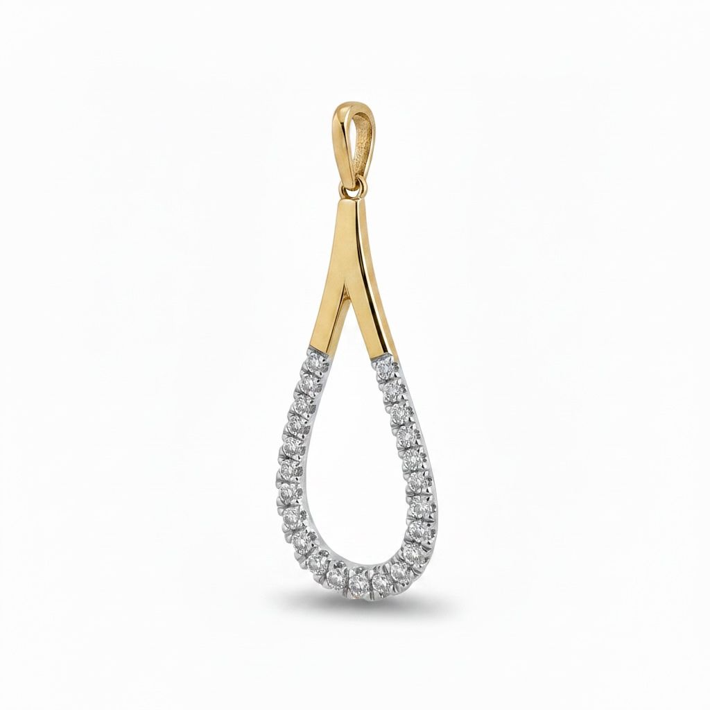 14 karaats bicolor hanger met 23 briljant geslepen diamanten van totaal 0,18caraat met kwaliteit G/SI
