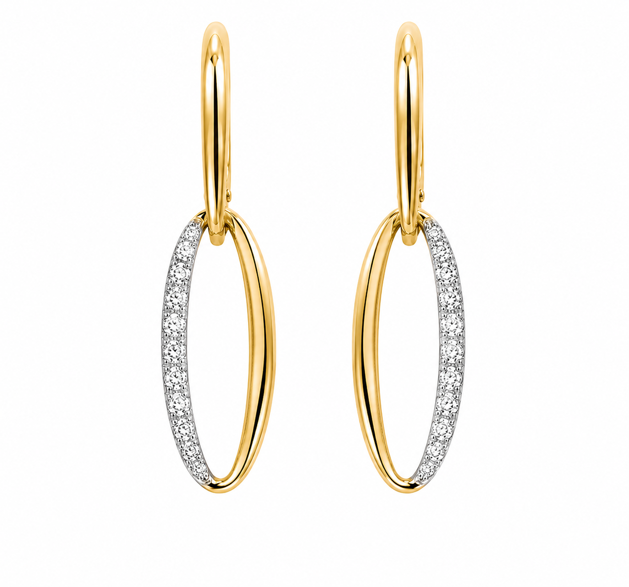 Oorringen geel goud 18kt met diamanten.