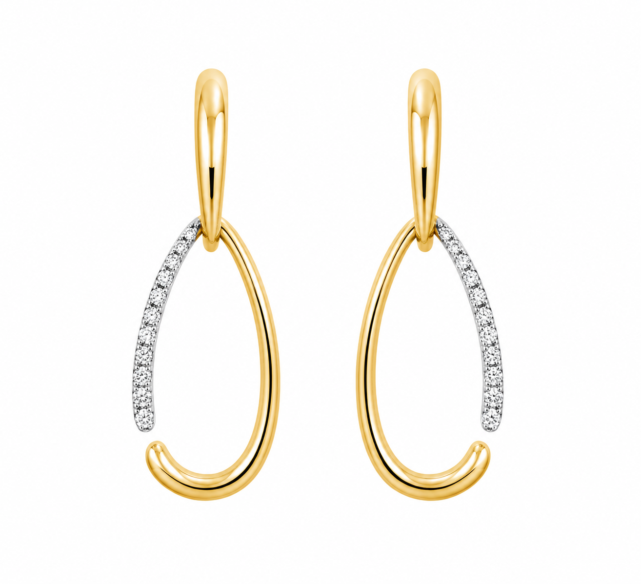 Oorringen geel goud 18kt met diamanten