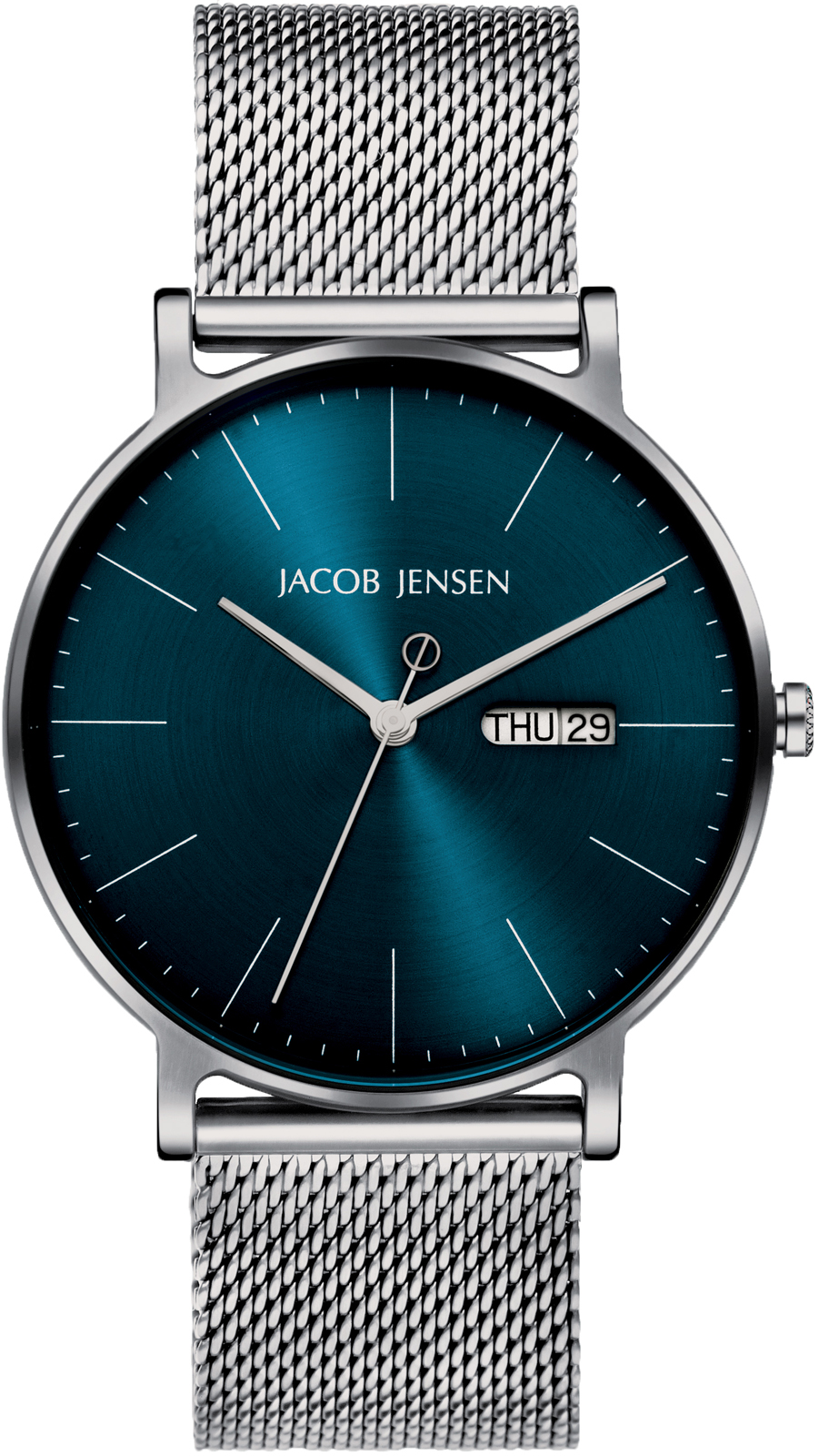 Dit is een horloge van het merk Jacob Jensen gemaakt voor heren.
De specificaties zijn als volgt:
Kastmaat: 40 mm
Kastdikte: 8
Bandlengte: 19
Bandbreedte: 20
Waterdichtheid: 5 ATM / 50 Meter / 165 Feet
Dit horloge heeft de volgende functies/eigenschappen:
Datumaanduiding
Dagaanduiding