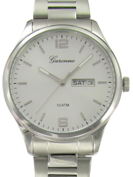 Dit is een horloge van het merk Garonne gemaakt voor heren.
De specificaties zijn als volgt:
Kastmaat: 40 mm
Waterdichtheid: 10 ATM / 100 Meter / 330 Feet
Dit horloge heeft de volgende functies/eigenschappen:
Datumaanduiding
Dagaanduiding
