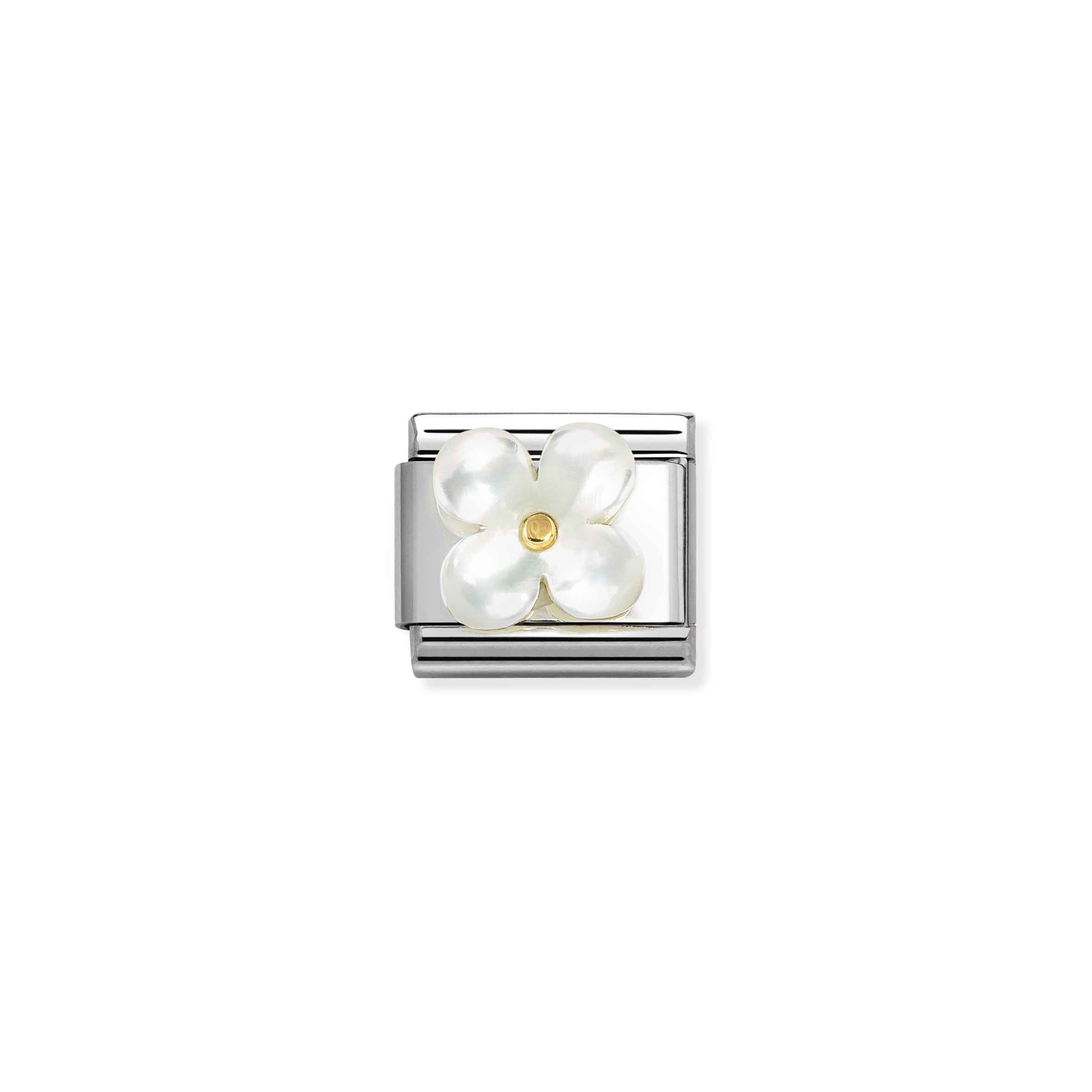 NOMINATION COMPOSABLE CLASSIC STONE SYMBOLS FLOWER WHITE MOTHER OF PEAR