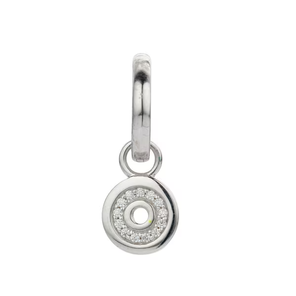 MOMENTS Zilveren oorringen met bedel zirconia cirkel 