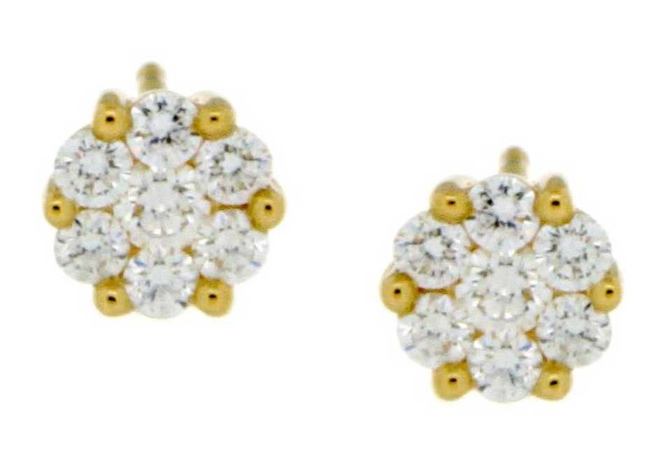 Elegante oorstekers van Giorgio Visconti, vervaardigd uit 18 karaat geelgoud en afgewerkt met schitterende briljant geslepen diamanten. Dankzij het tijdloze solitaire ontwerp zijn deze oorbellen perfect voor dagelijks gebruik &eacute;n bijzondere gelegenheden, met een verfijnde Italiaanse uitstraling.