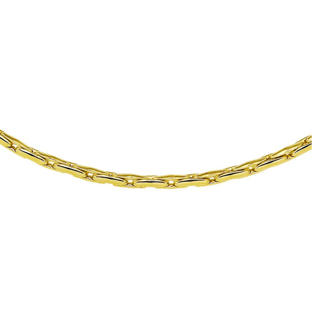 9k Geel kleurig collier met een kern van 925 zilver. Het collier heeft een lengte van 45cm. De schakelbreedte is 3.0mm.