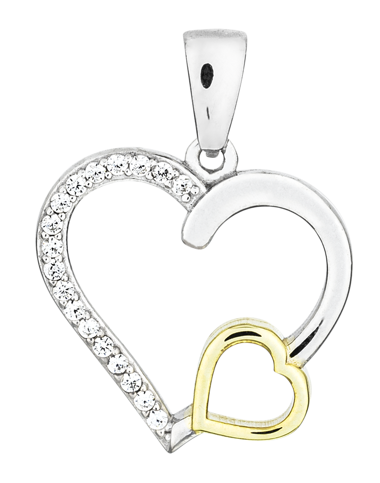 Leuke zilveren hanger met zirkonia .