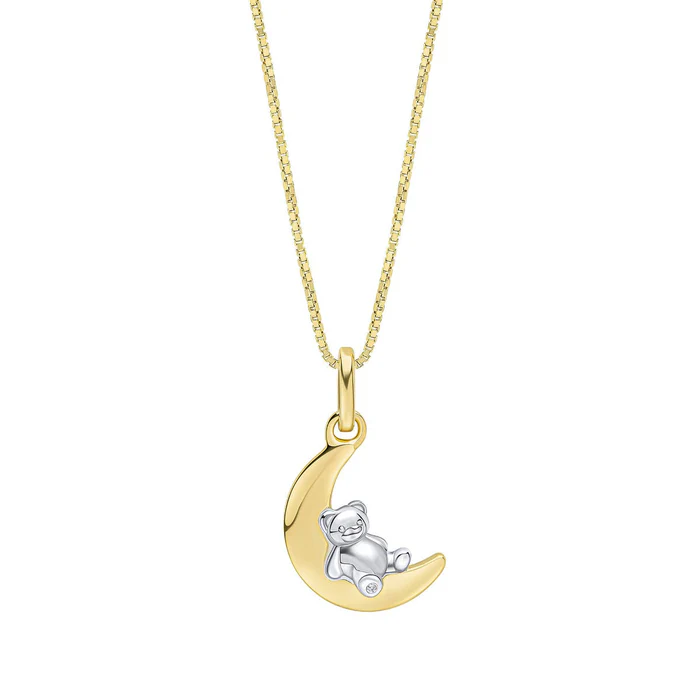 Die Kette besteht aus 925er sterlingsilbervergoldetem Material und hat einem kleinen Diamanten in der Tatze des Teddyb&auml;ren. Die Kette kann zwischen 36cm und 40cm getragen werden. 