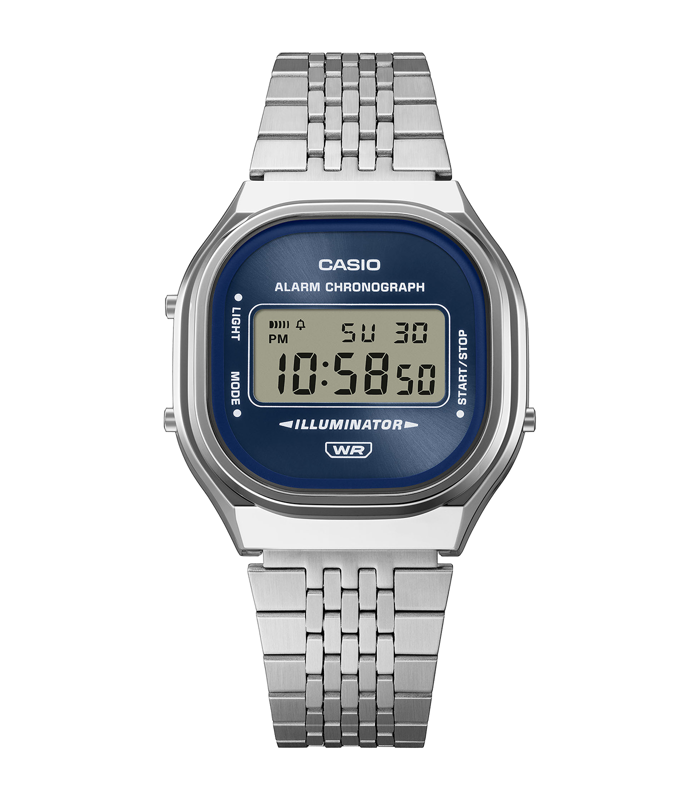 Die Casio Digital Metallband Uhr (Modellnummer: A140WE-2AEF) kombiniert Stil und Funktionalit&auml;t. Sie verf&uuml;gt &uuml;ber ein silberfarbenes Edelstahlarmband im Milanaise-Stil, ein rechteckiges Kunststoffgeh&auml;use, ein digitales Zifferblatt mit blauer Anzeige und eine Datums- sowie Lichtfunktion. Nickelallergiker geeignet. Idealer Alltagsbegleiter f&uuml;r alle Gelegenheiten. Tragen Sie es zu l&auml;ssigen oder eleganten Outfits.