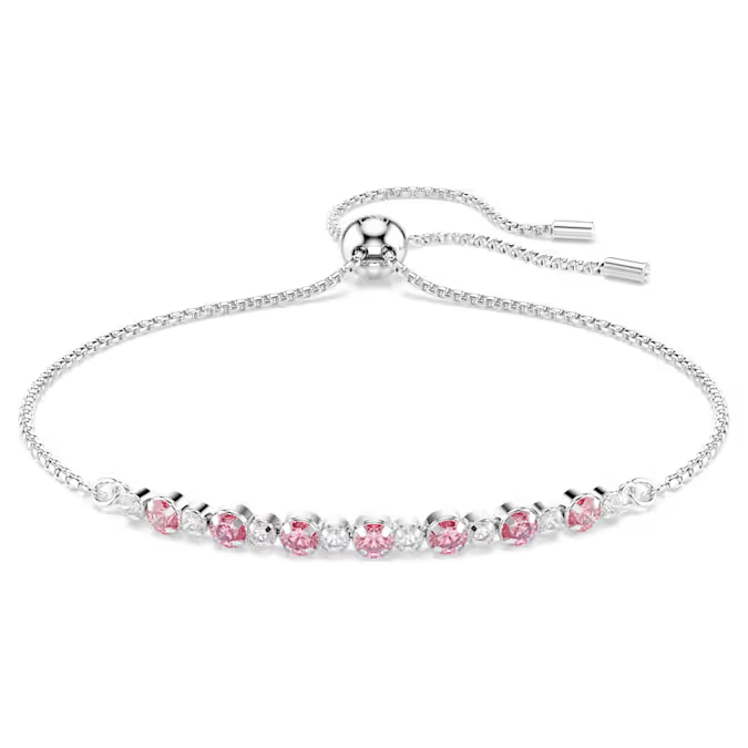 Deze verfijnde armband is tegelijkertijd simpel en krachtig. Hij heeft afwisselende Swarovski Zirkonia in heldere en roze tinten, wat een vleugje romantiek aan je stijl toevoegt terwijl het geheel nonchalante klasse blijft ademen. Ge&iuml;nspireerd door de organische perfectie van de helix, is Matrix een verfijnd en elegant DNA-ontwerp dat een onverwachte vloeiendheid laat zien dankzij de grenzeloze savoir-faire van Swarovski.

Artikelnr.: 5763042
Collectie:  Matrix
Maximale lengte: 24 cm
Formaat motief: 0.3 x 4 cm
Materiaal:  Kristallen, Rodium-verguld, Cubic zirconia
Kleur:  Roze
Type sluiting:  Schuifbare bal