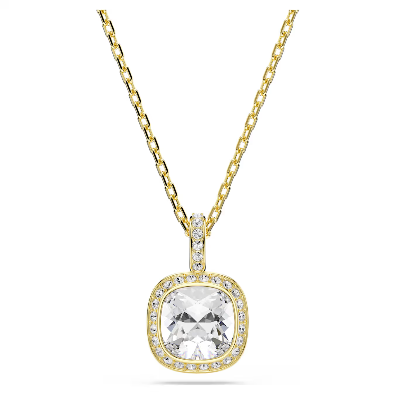 Deze hanger valt op door zijn eigentijdse kussenvorm. Stralend, modern en moeiteloos veelzijdig: hij werkt perfect als een fascinerend middelpunt op zich, maar is ook de ideale combinatie met de bijpassende oorbellen. De Una Angelic-lijn brengt een hypnotiserende beweging en weergaloze halo&rsquo;s tot leven, wat zorgt voor een prachtig lichtspel dat je gewoon moet zien om te geloven.

Artikelnr.: 5764761
Collectie:  Una
Lengte (minimum - maximum): 38 - 45 cm
Formaat motief: 1.8 x 1.2 cm
Materiaal:  Kristallen, 18k gouden afwerking
Kleur:  Wit
Type sluiting:  Karabijn