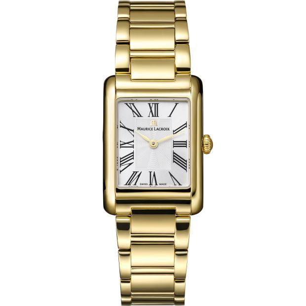 Maurice Lacroix - FA1205-PVY02-110-1

Bestel uw Maurice Lacroix Fiaba Square Quartz dameshorloge direct via www.juwelierhaesen.nl. Dit Maurice Lacroix Fiaba dameshorloge is bekend onder Maurice Lacroix-referentienummer FA1205-PVY02-110-1 en daarnaast onder het EAN: 7630020614715. Het horloge heeft een quartz-uurwerk dat geplaatst is in een edelstalen met PVD gekleurde kast. Op de grijze wijzerplaat is analoge tijdsweergave zichtbaar. Aan de kast zit een goudkleurige met PVD gekleurde stalen horlogeband met een vouwsluiting.

Het quartz-uurwerk biedt u alleen de tijd als tijdfunctie(s). De rechthoekige horlogekast is 50m waterdicht en voorzien van een saffierglas.

Kastmaat: 24x34 mm
Waterdichtheid: 5 ATM