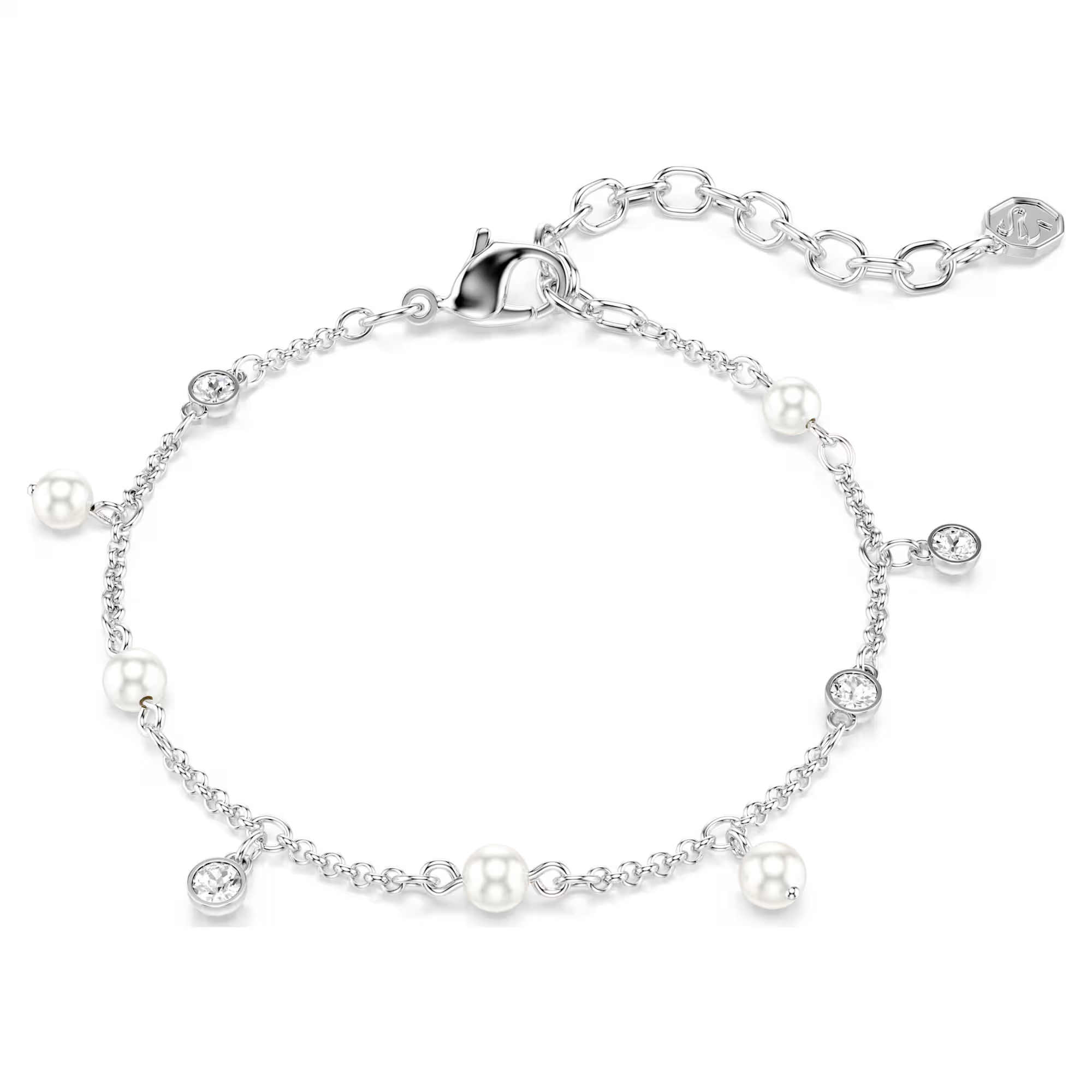Deze delicate Imber-armband is prachtig vervaardigd met een mix van Swarovski Crystal Pearls en precisiegeslepen kristallen en is de ultieme finishing touch voor momenten waarop je voor een elegante en pure look gaat. Imber-sieraden vallen in elkaar als een regenbui van verschillende metalen, rijke texturen en kristallen. Een combinatie die een zacht vleugje licht toevoegt aan alles wat je draagt.

Artikelnr.: 5754242
Collectie:  Imber
Lengte: 15.5 cm
Formaat motief: 0.7 x 0.4 cm
Materiaal:  Kristallen, Rodium-verguld, Crystal pearl
Kleur:  Wit
Type sluiting:  Karabijn