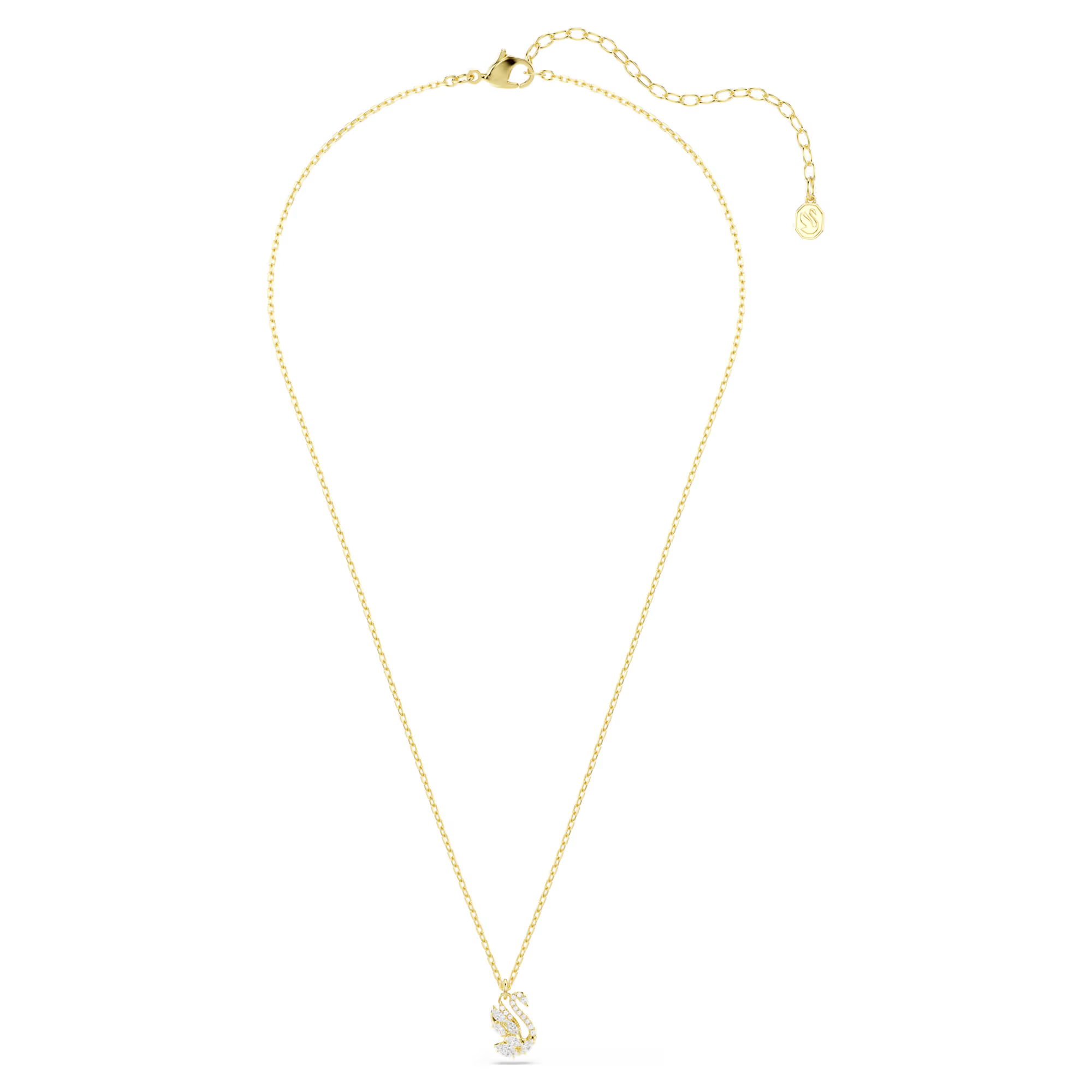 Deze verfijnde hanger is een po&euml;tische uiting van het erfgoed van Swarovski. De zwaan is versierd met all-over pav&eacute;, waardoor hij prachtige schittering ademt zodra je hem draagt. De Swarovski-zwaan is het embleem van het Huis en een symbool van liefde, vreugde en eeuwige schoonheid. Elk sieraad geeft zijn eigen levendige draai aan het iconische silhouet met onze kenmerkende savoir-faire.

Artikelnr.: 5754626
Collectie:  Swan
Lengte (minimum - maximum): 38 - 45 cm
Formaat motief: 1.2 x 0.8 cm
Materiaal:  18k gouden afwerking, Cubic zirconia
Kleur:  Wit
Type sluiting:  Karabijn