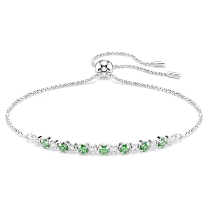 Deze verfijnde armband is tegelijkertijd simpel en krachtig. Hij heeft afwisselende Swarovski Zirkonia in heldere en groene tinten, wat een vleugje kleur aan je stijl toevoegt terwijl het geheel nonchalante klasse blijft ademen. Ge&iuml;nspireerd door de organische perfectie van de helix, is Matrix een verfijnd en elegant DNA-ontwerp dat een onverwachte vloeiendheid laat zien dankzij de grenzeloze savoir-faire van Swarovski.

Artikelnr.: 5758987
Collectie:  Matrix
Maximale lengte: 24 cm
Formaat motief: 0.3 x 4 cm
Materiaal:  Kristallen, Rodium-verguld, Cubic zirconia
Kleur:  Groen
Type sluiting:  Schuifbare bal