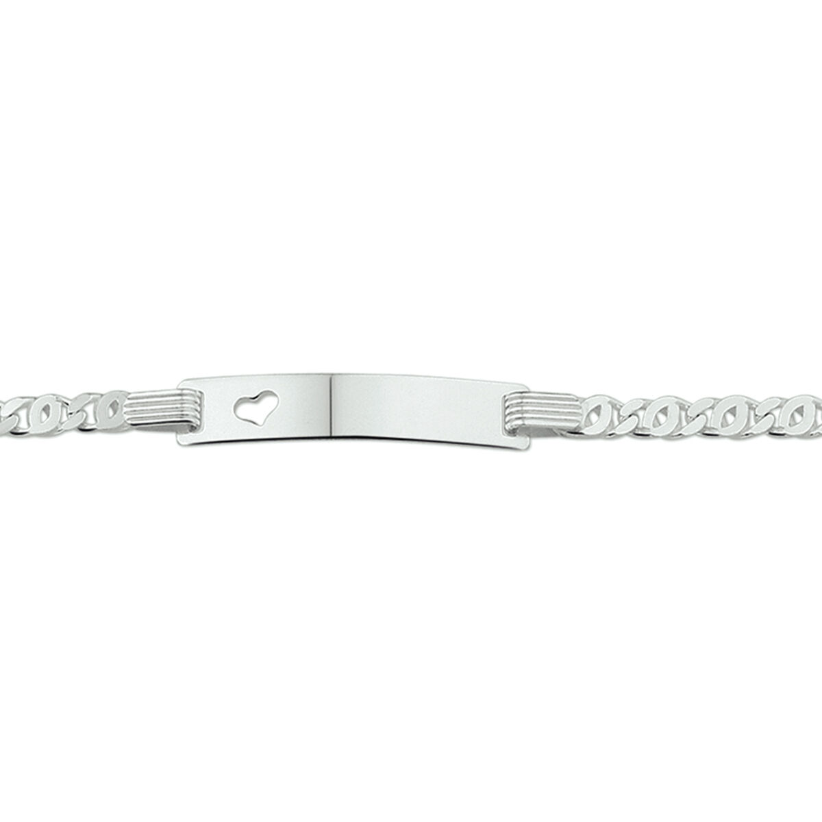 Zilveren graveer armband valkenoog plaat-hartje  16-18cm | 1015808