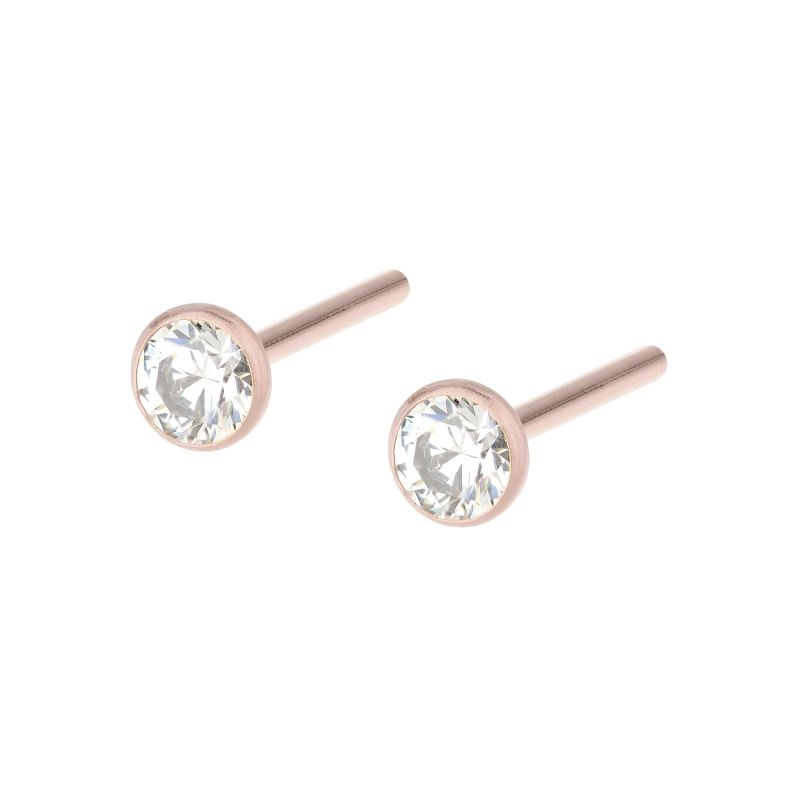 Ernstes Design Ohrringe Ref.-Nr.: E460.WH EST/- Edelstahl, Ros&eacute; 2 Zirkonia  Wei&szlig; 