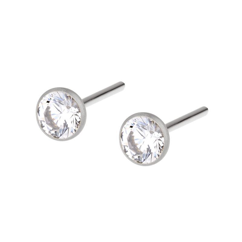 Ernstes Design Ohrringe Ref.-Nr.: E461.WH EST/- Edelstahl, Silber 2 Zirkonia  Wei&szlig; 