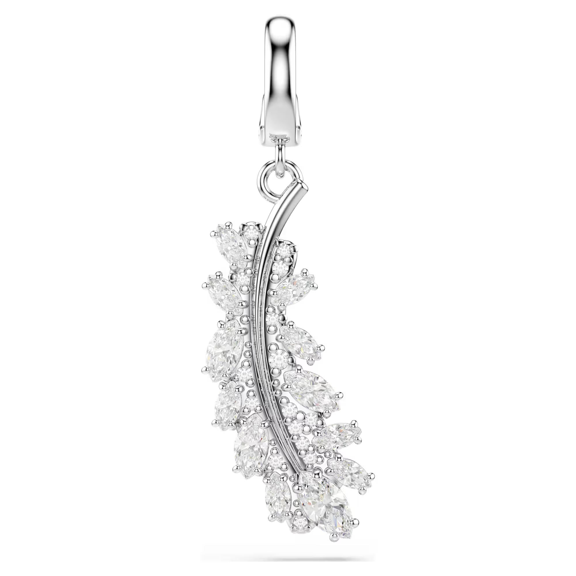 Deze schitterende bedel is ge&iuml;nspireerd op de schoonheid van de natuur en toont de witte vleugels van de Swarovski-zwaan in het silhouet van een enkele veer. Het ontwerp heeft een speciaal ontworpen sluiting, zodat je hem aan verschillende kettingen en armbanden kunt dragen. Ge&iuml;nspireerd op de machtige Swarovski-zwaan brengen de veerachtige vormen van de Vienna-collectie een eerbetoon aan een traditie van creativiteit en savoir-faire.

Artikelnr.: 5757739
Collectie:  Vienna
Formaat: 3.5 x 1.1 cm
Materiaal:  Rodium-verguld, Cubic zirconia
Kleur:  Wit
Type sluiting:  Bedelsluiting
Gewicht (individueel product):  2 g