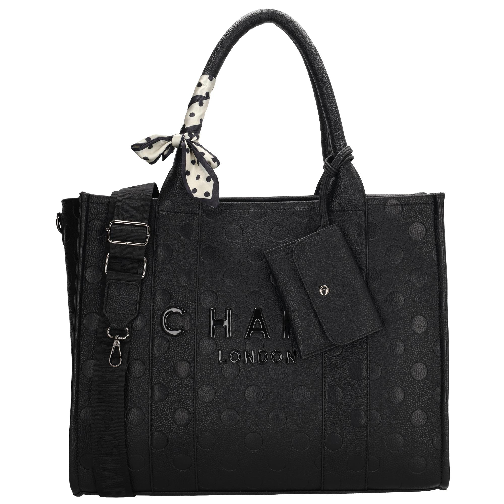 De Charm London Bond Avenue laptoptas is een stijlvolle en ruime werktas met een speels karakter. Het gestanste stippenpatroon geeft de tas een unieke en modieuze uitstraling. Als extra detail is de laptoptas afgewerkt met een vrolijk sjaaltje met stippen, wat zorgt voor een trendy en elegante look. Dankzij het ruime hoofdvak met ritssluiting neem je al je dagelijkse benodigdheden veilig en overzichtelijk mee.

De laptoptas is voorzien van een speciaal 15.6 inch laptopvak, waardoor je jouw laptop eenvoudig kunt meenemen naar werk, school of een zakelijke afspraak. De verstelbare en afneembare schouderriem biedt extra draagcomfort en flexibiliteit. Binnenin zorgen meerdere opbergvakken ervoor dat je jouw spullen georganiseerd kunt opbergen. Het stevige imitatieleer maakt deze laptoptas niet alleen praktisch, maar ook stijlvol.

Kenmerken:

Geschikt voor 15.6 inch laptops
Ruim hoofdvak met ritssluiting
Intern ritsvak
Intern insteekvak
Achtervak voor extra opbergruimte
Verstelbare schouderriem
Afneembare schouderriem
Gemaakt van imitatieleer
Gestanst stippenpatroon
Inclusief decoratief sjaaltje