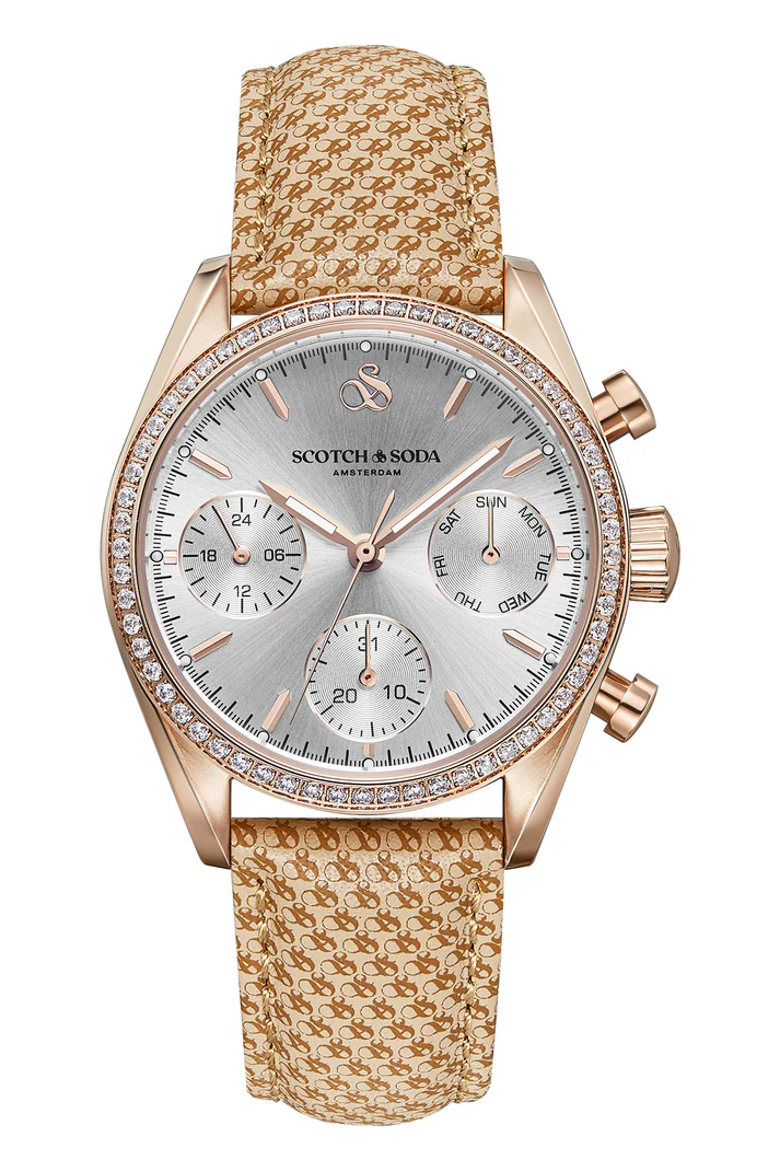 Scotch en Soda dames horloge rose met leren band ssw.121e