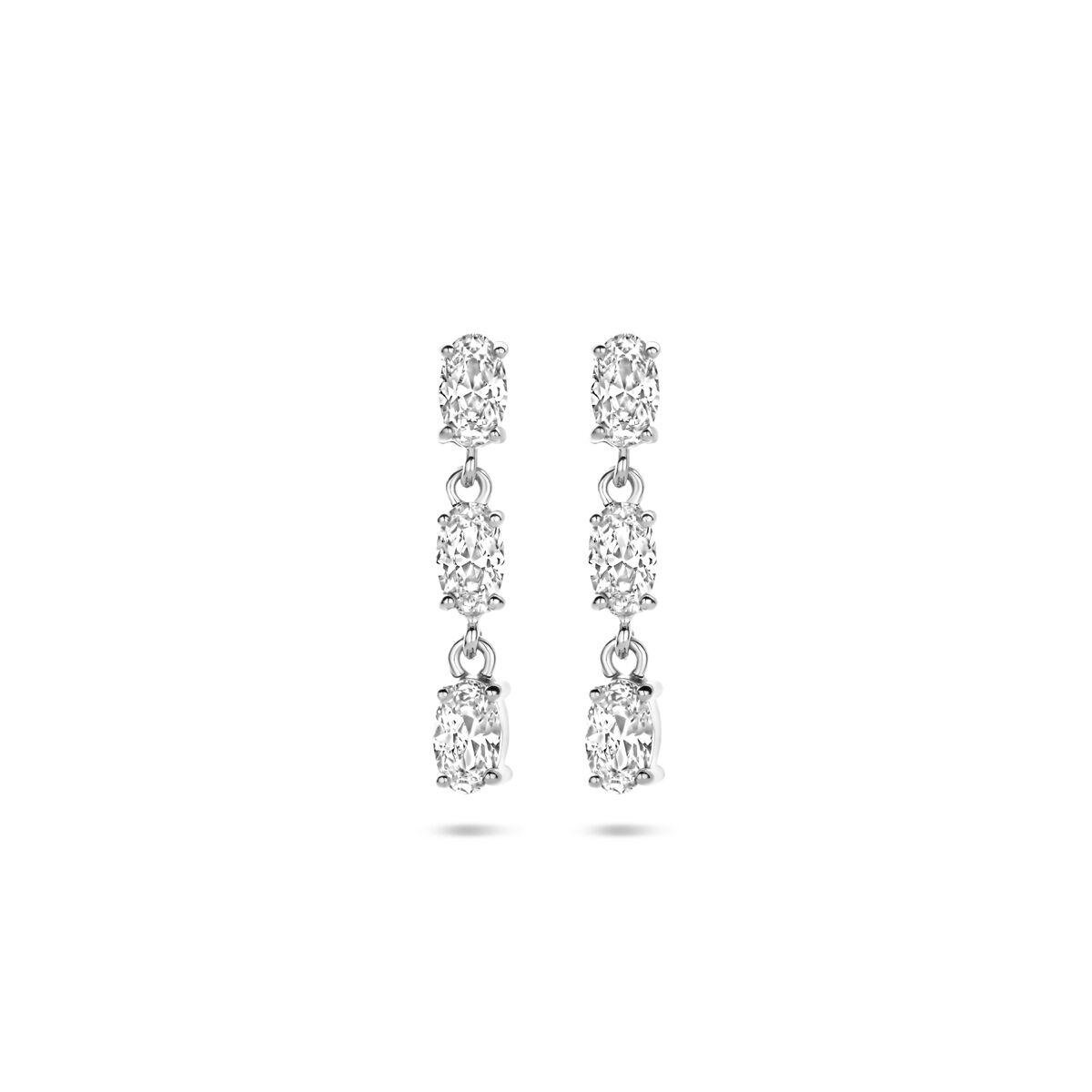 Zilveren oorhangers met zirconia. Oorhanger is met steker en pousette vlinder